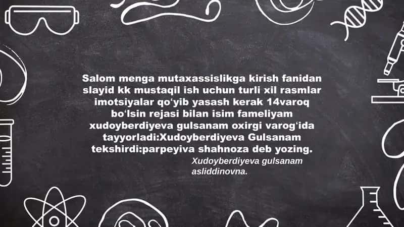 Mutaxassislikga kirish fanidan slayd