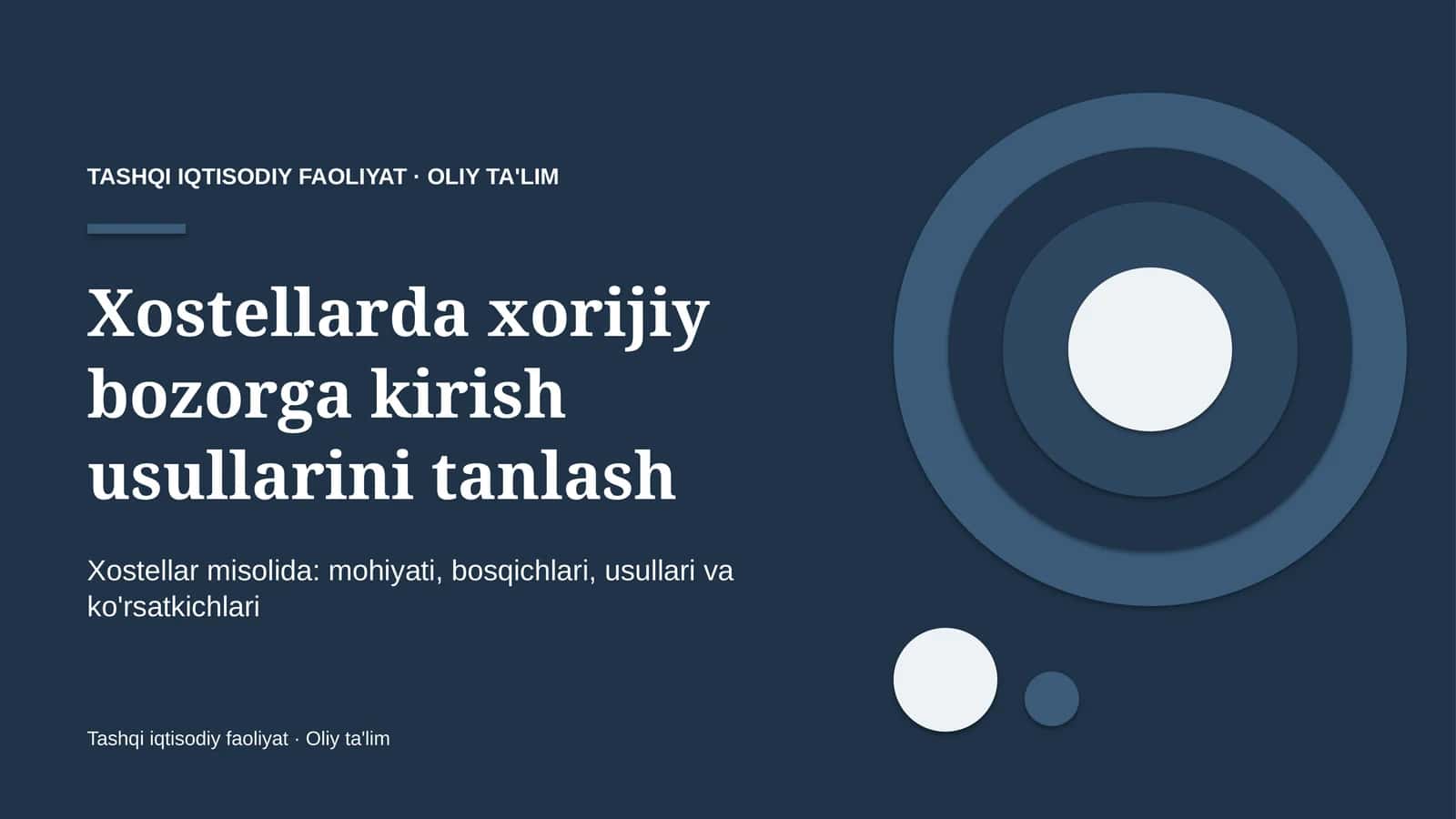 xostellarda xorijiy bozorga kirish usullarini tanlash 2762