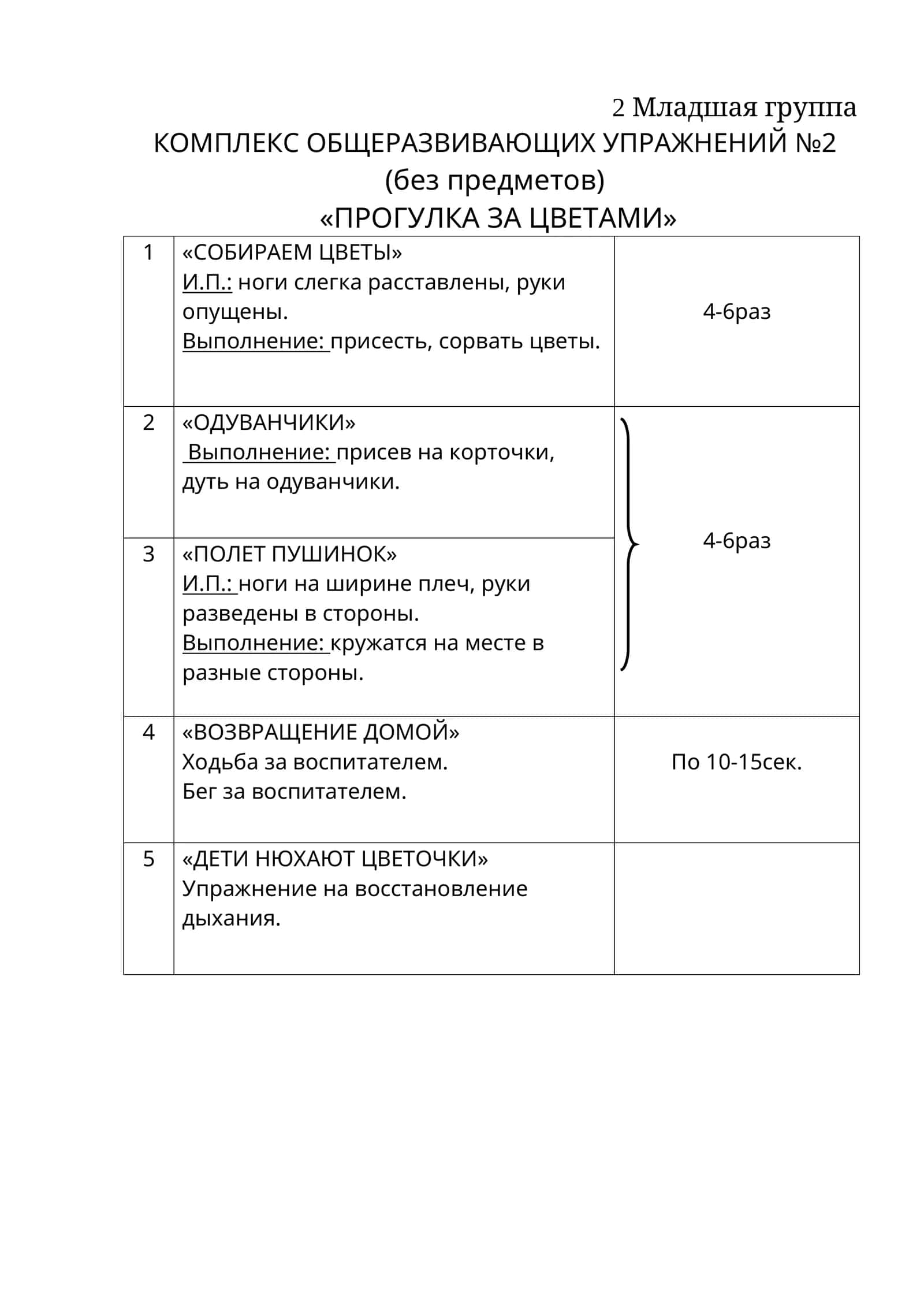 КОМПЛЕКС ОБЩЕРАЗВИВАЮЩИХ УПРАЖНЕНИЙ №2