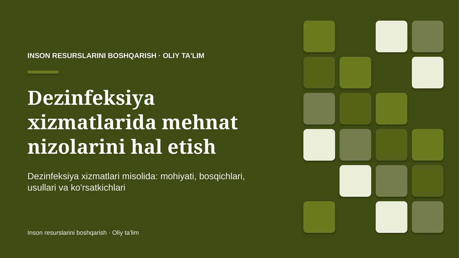 Dezinfeksiya xizmatlarida mehnat nizolarini hal etish