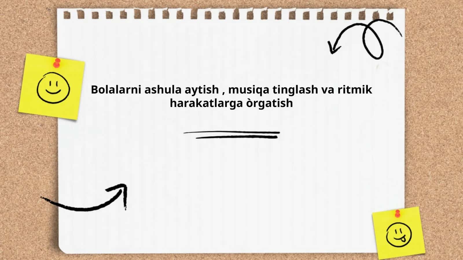 Bolalarni ashula aytish, musiqa tinglash va ritmik harakatlarga òrgatish