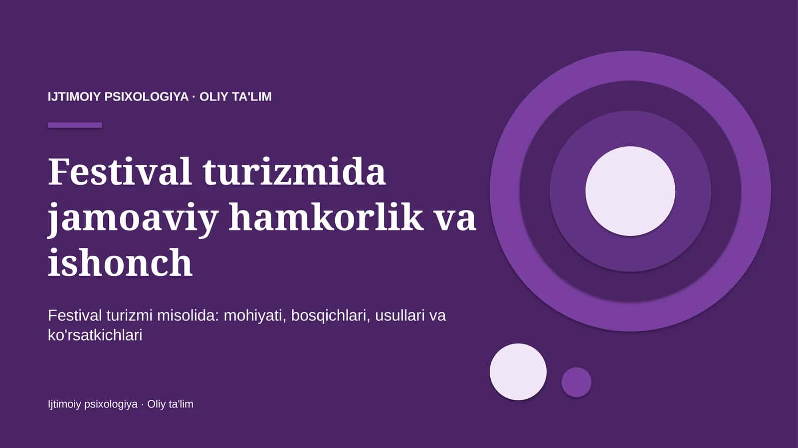 Festival turizmida jamoaviy hamkorlik va ishonch