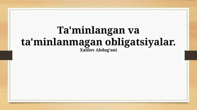 Kafolatlangan va kafolatlanmagan obligatsiyalar