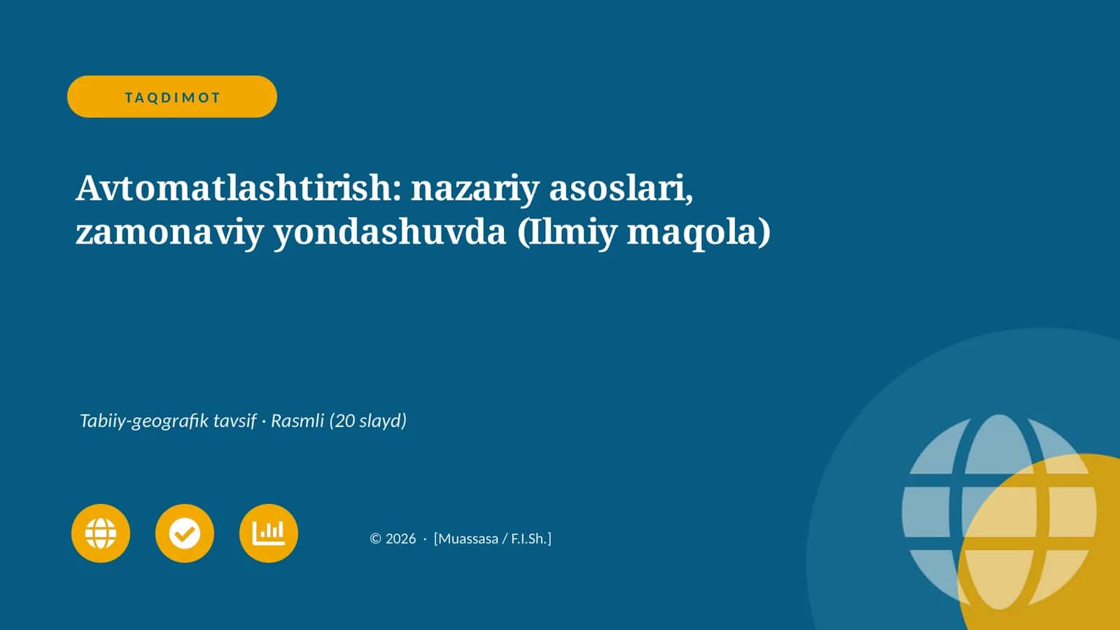 Avtomatlashtirish: nazariy asoslari, zamonaviy yondashuvda (Ilmiy maqola)