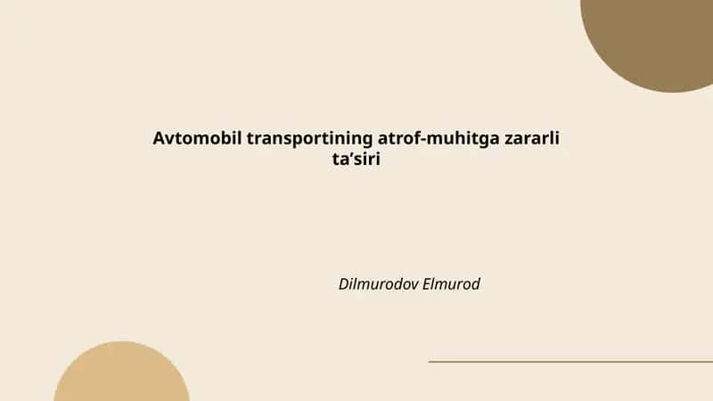 Avtomobil transportining atrof-muhitga zararli taʼsiri