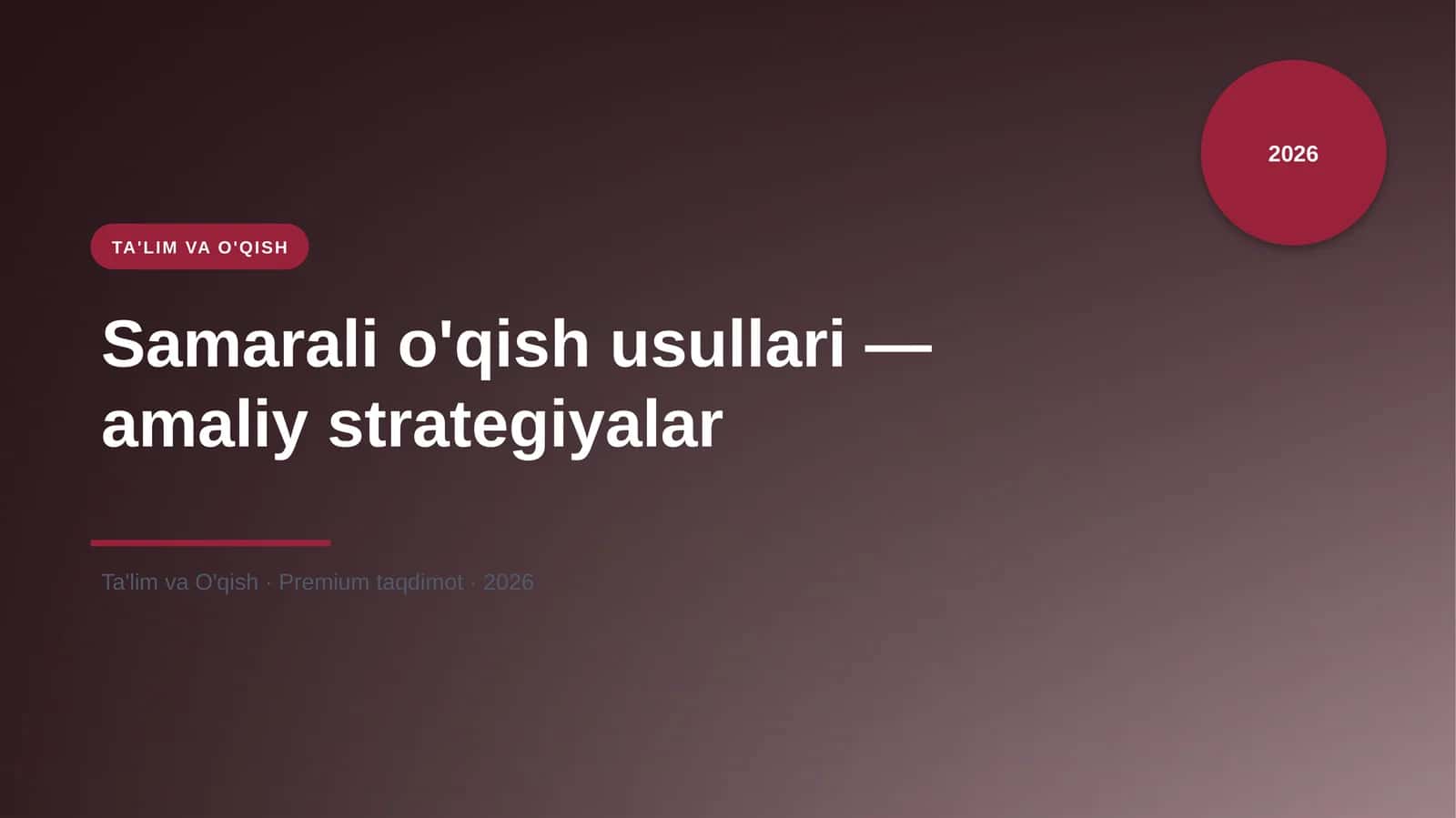 Samarali o'qish usullari — amaliy strategiyalar