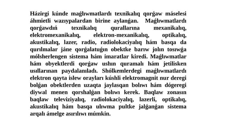 Maǵlıwmatlar texnikasining asossiy jihatlari
