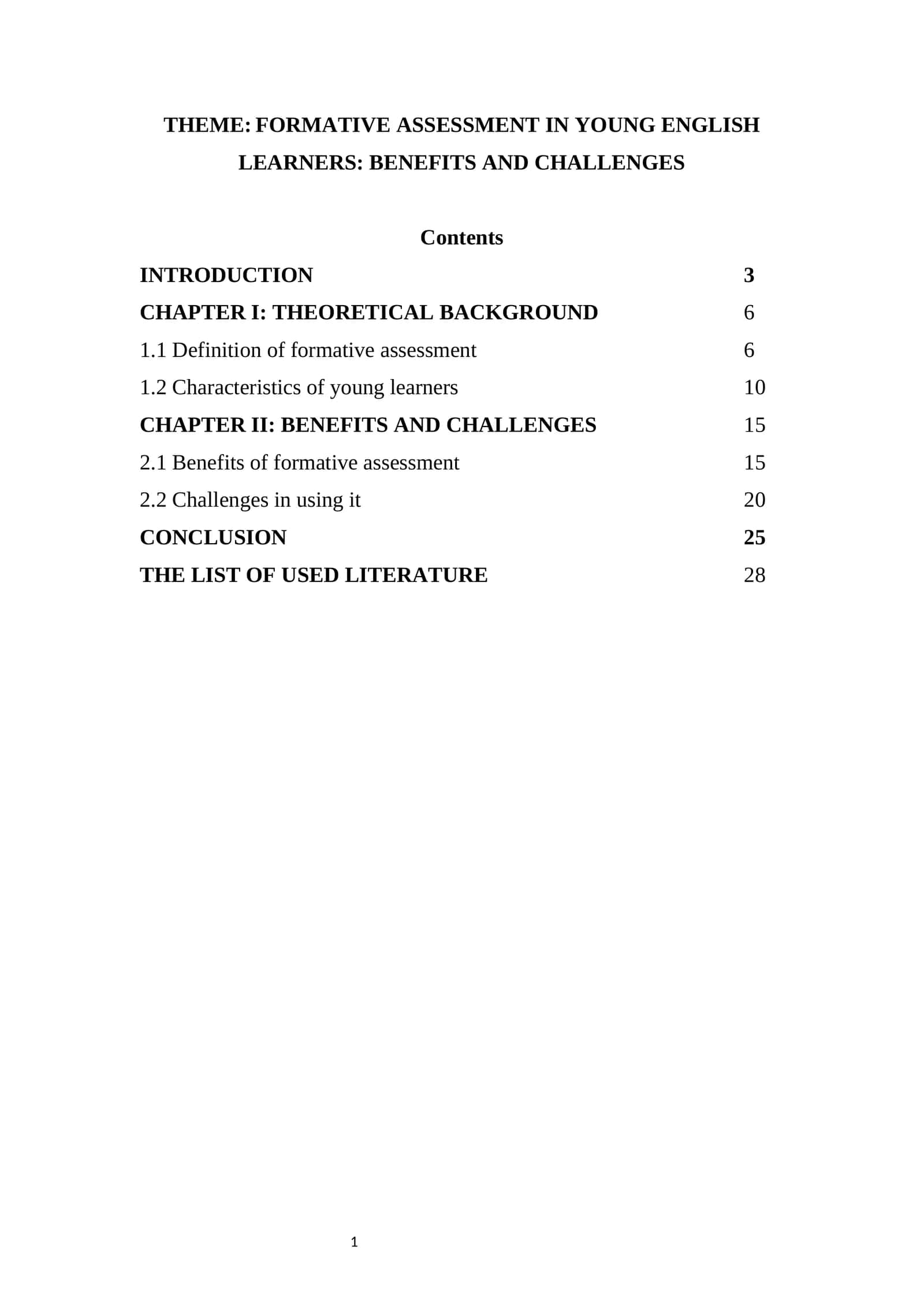 FORMATIVE ASSESSMENT IN YOUNG ENGLISH LEARNERS: BENEFITS AND CHALLENGES