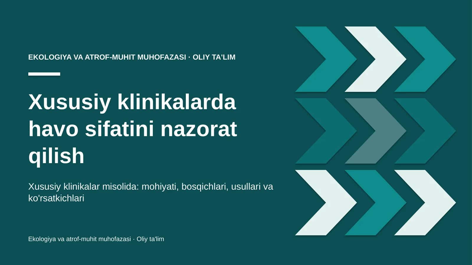 Xususiy klinikalarda havo sifatini nazorat qilish