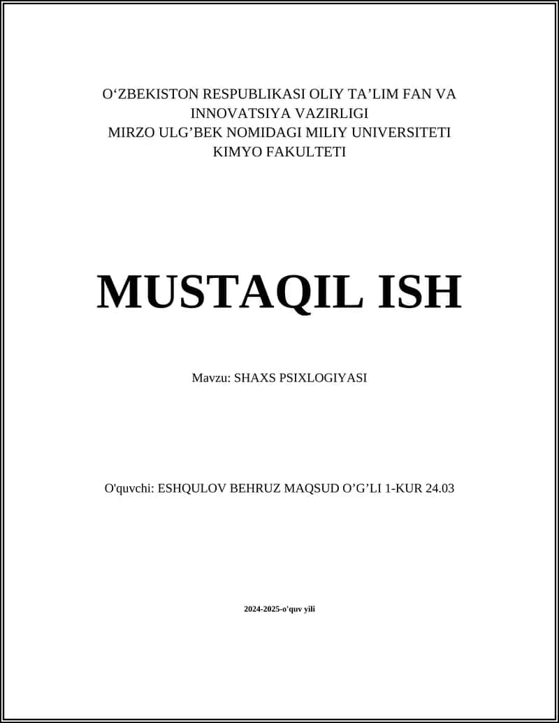 SHAXS PSIXLOGIYASI