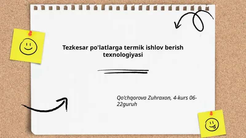 Tezkesar po'latlarga termik ishlov berish texnologiyasi