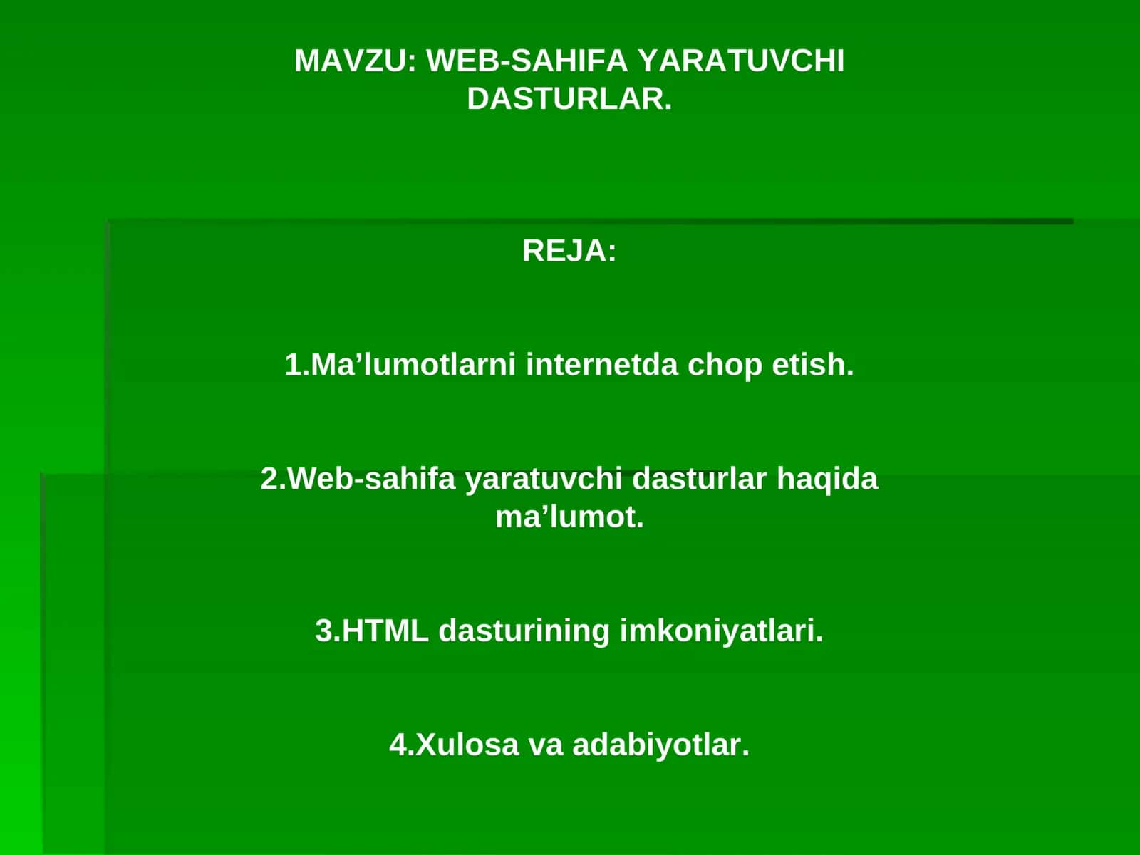 WEB-SAHIFA YARATUVCHI DASTURLAR