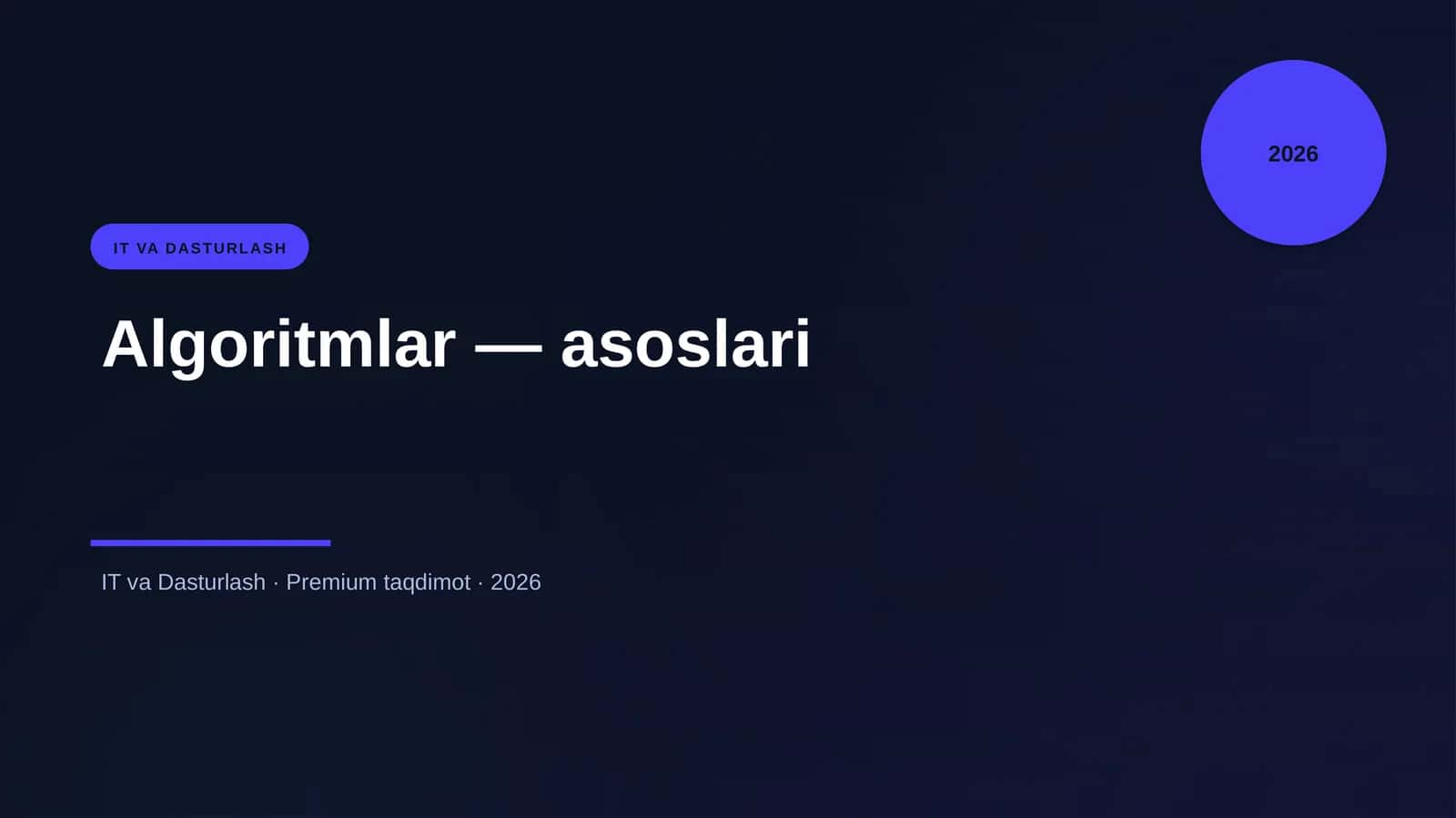 Algoritmlar — asoslari