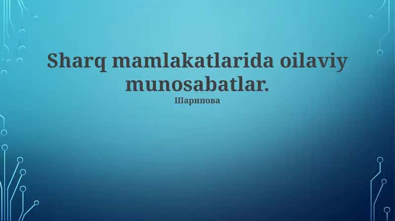 Oilaviy munosabatlar