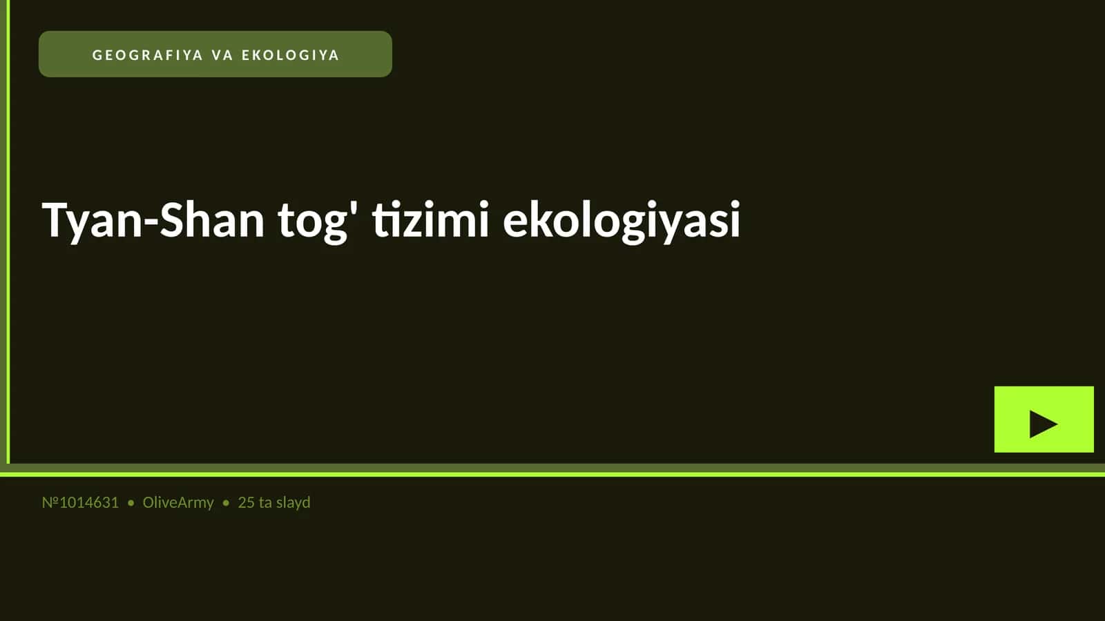 Tyan-Shan tog' tizimi ekologiyasi