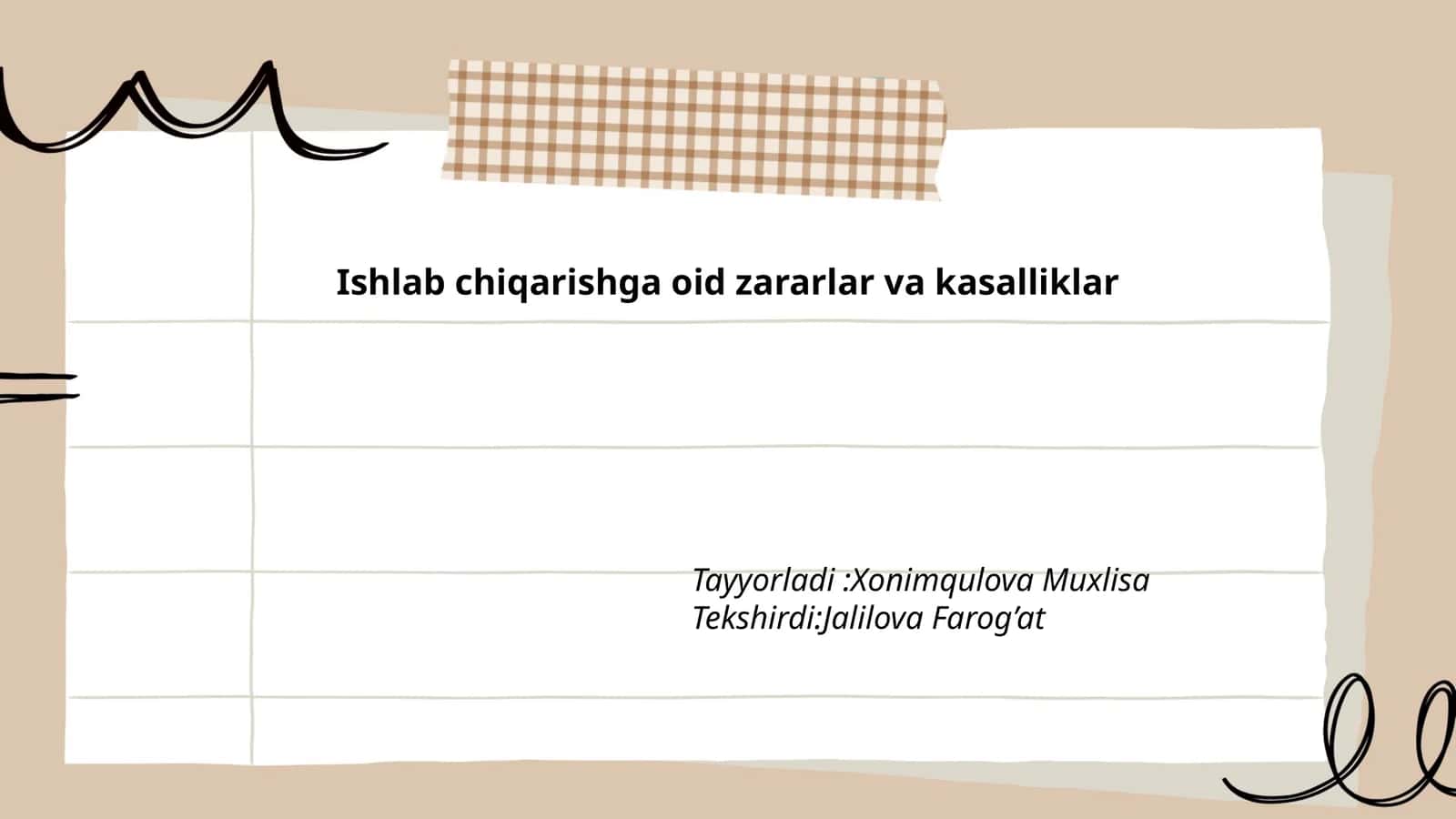 Ishlab chiqarishga oid zararlar va kasalliklar