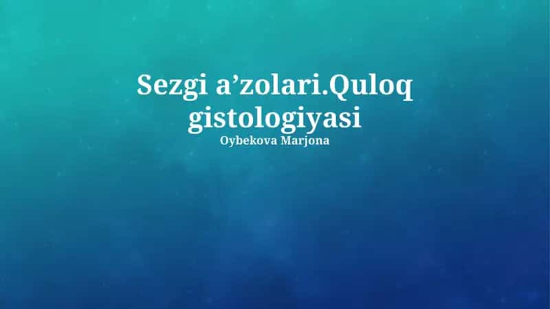 Sezgi a’zolari.Quloq gistologiyasi