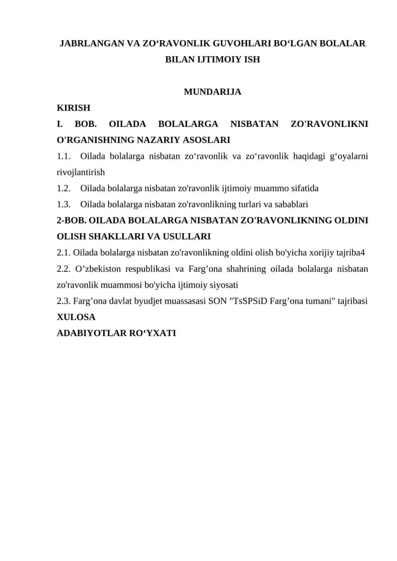 ADABIYOTLAR RO‘YXATI