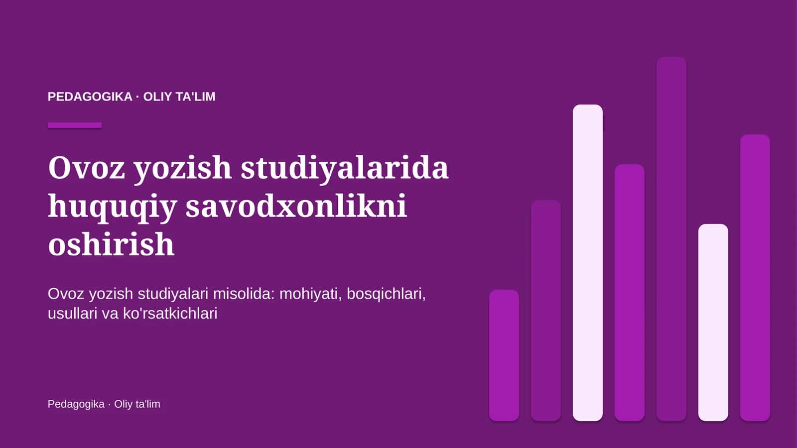 Ovoz yozish studiyalarida huquqiy savodxonlikni oshirish