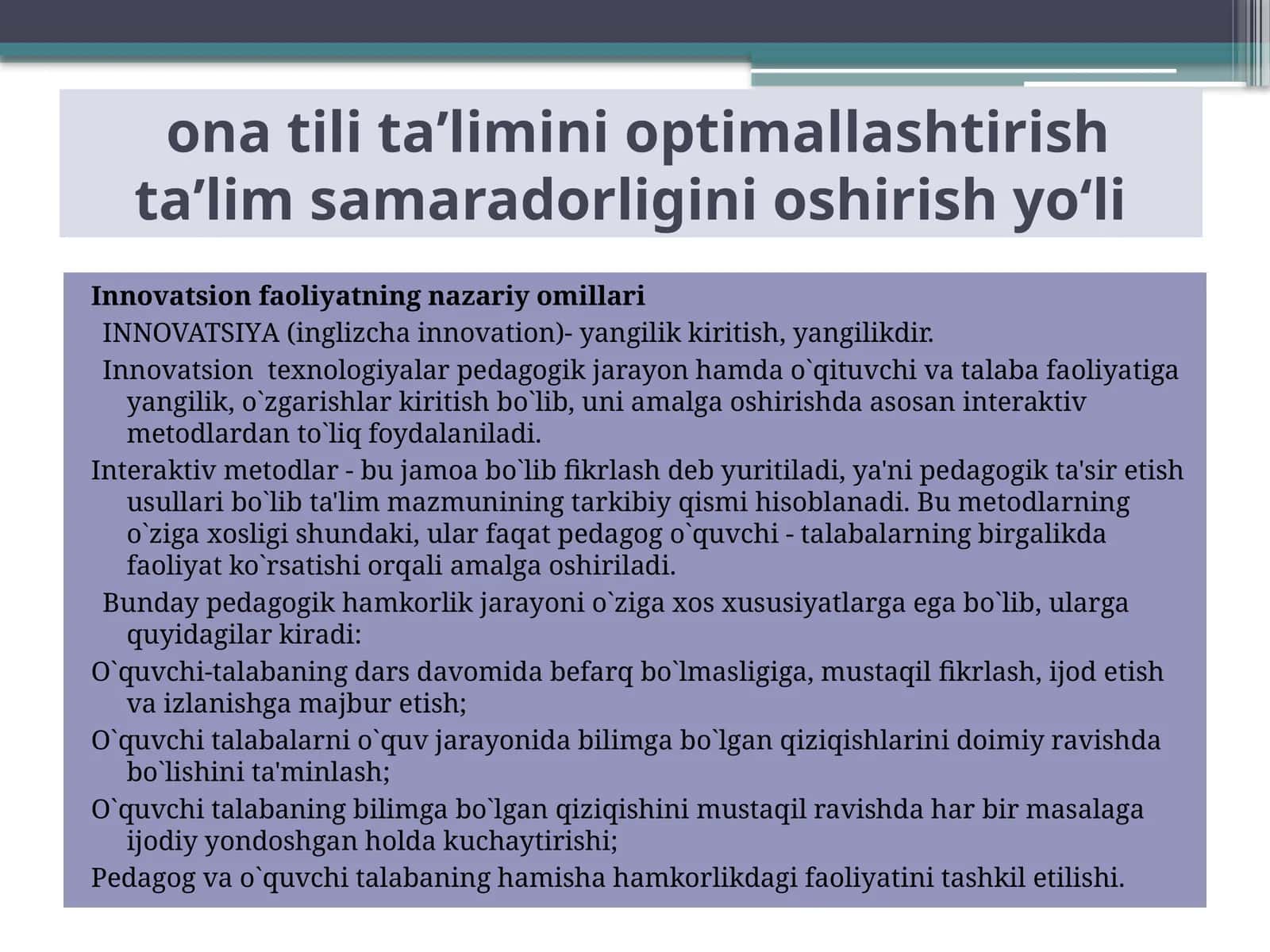 onatilitaʼliminioptimallashtirishtaʼlimsamaradorliginioshirishyo‘li
