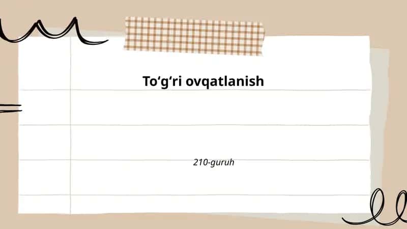 To'g'ri ovqatlanish