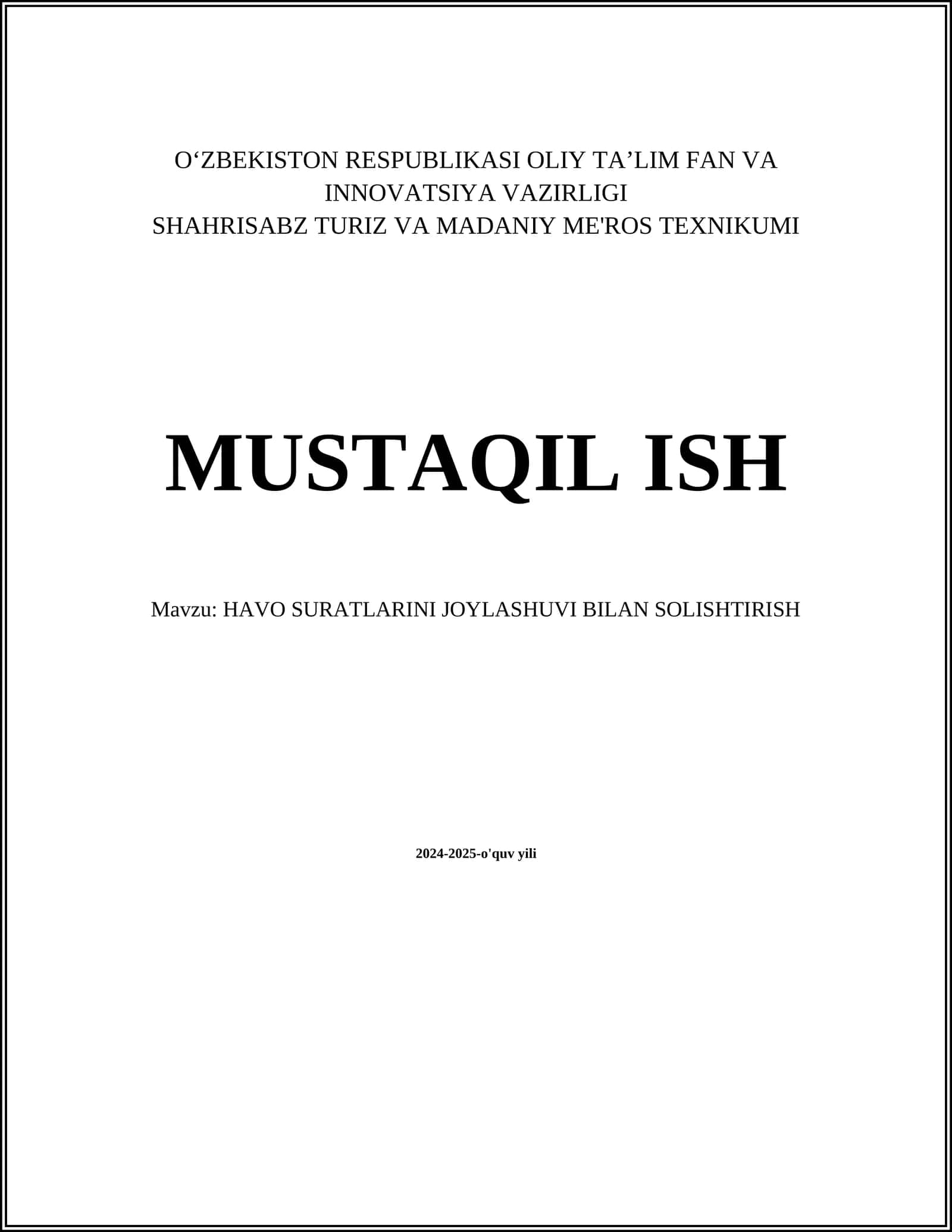 HAVO SURATLARINI JOYLASHUVI BILAN SOLISHTIRISH