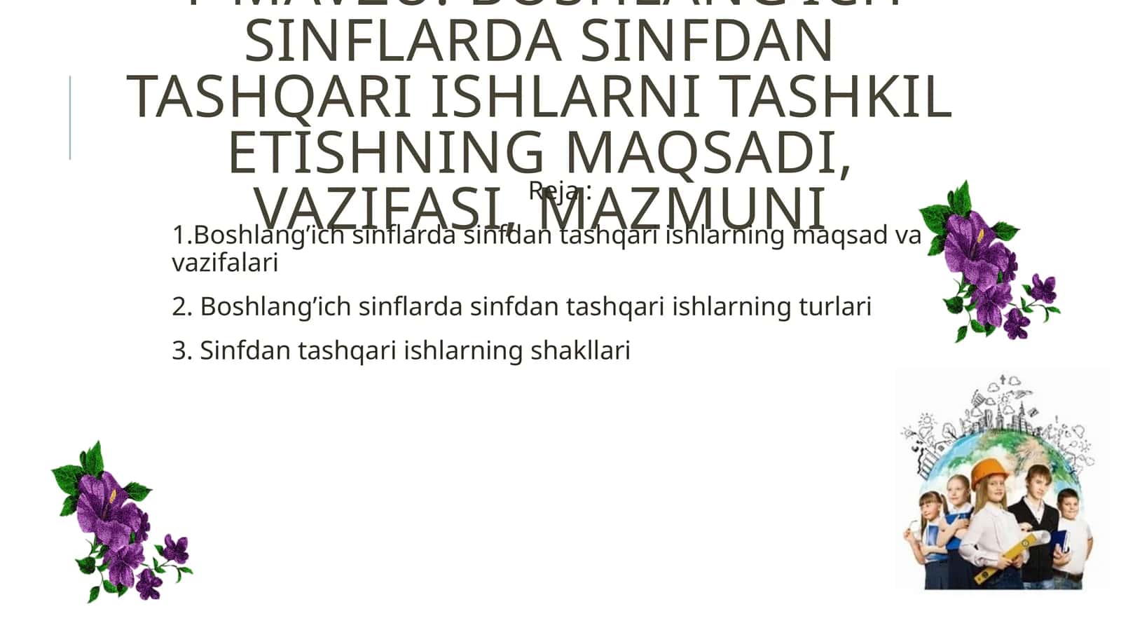 Sinfdan tashqari ishlar