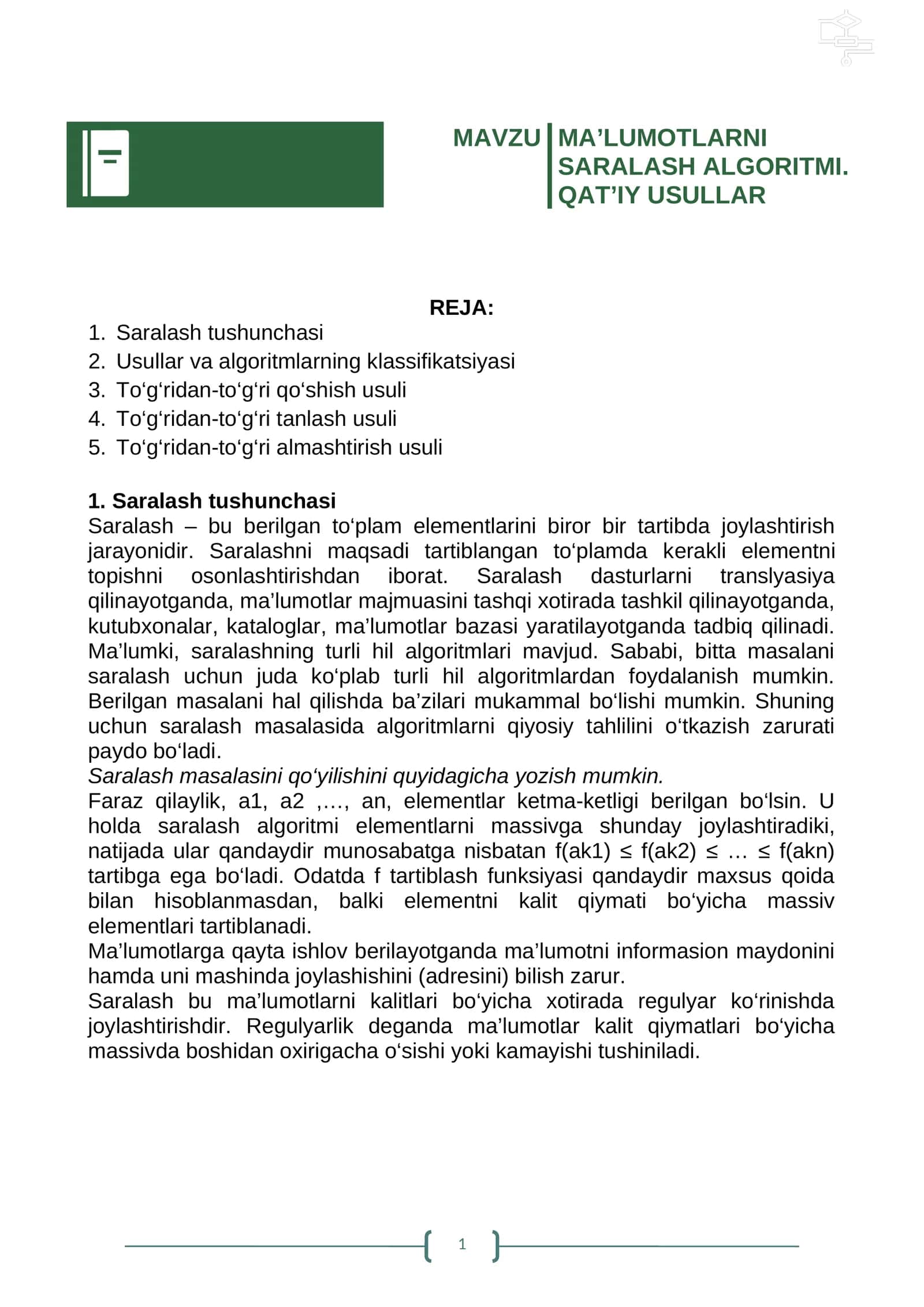 MA’LUMOTLAR TUZILMASI