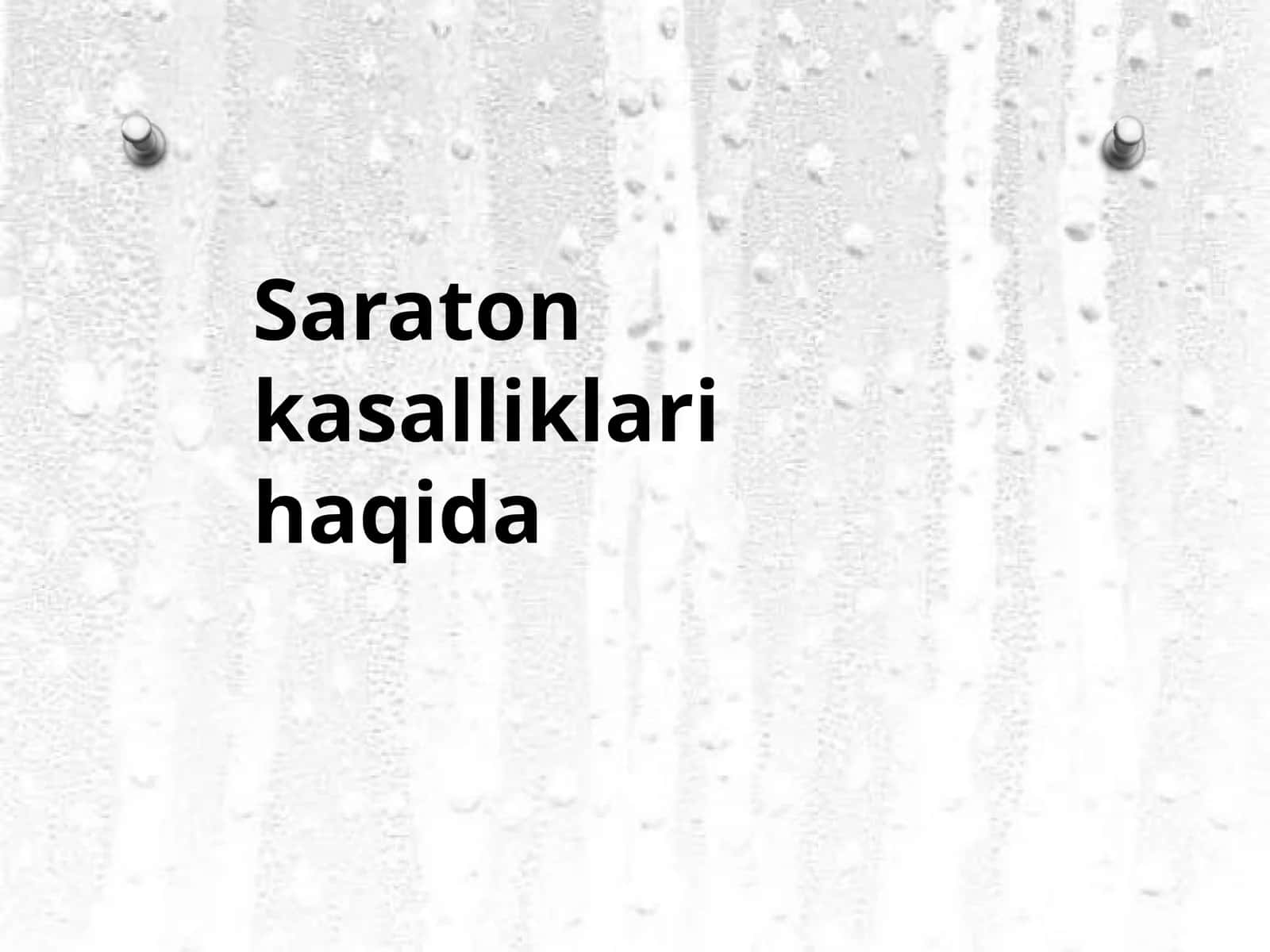 Saraton kasalliklari haqida