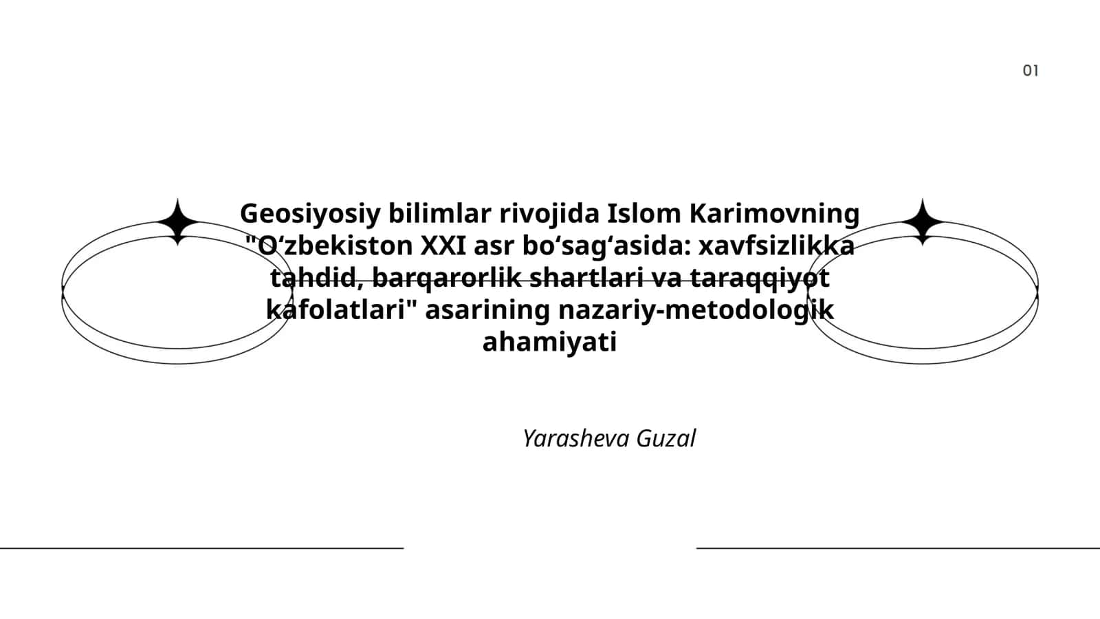 Oʻzbekiston XXI asr boʻsagʻasida: xavfsizlikka tahdid, barqarorlik shartlari va taraqqiyot kafolatlari
