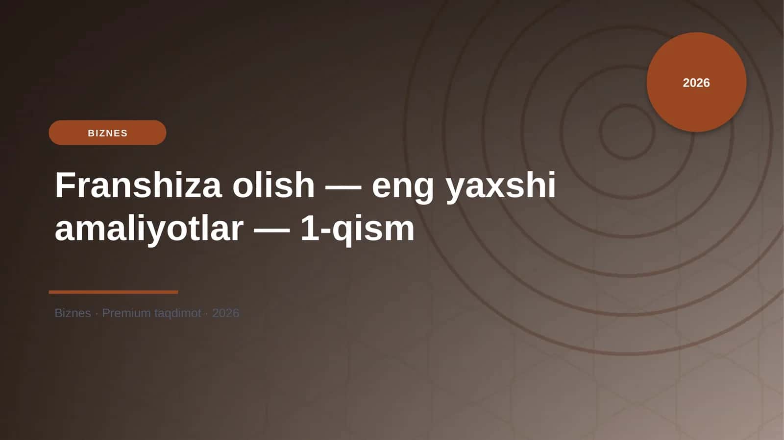 Franshiza olish — eng yaxshi amaliyotlar — 1-qism