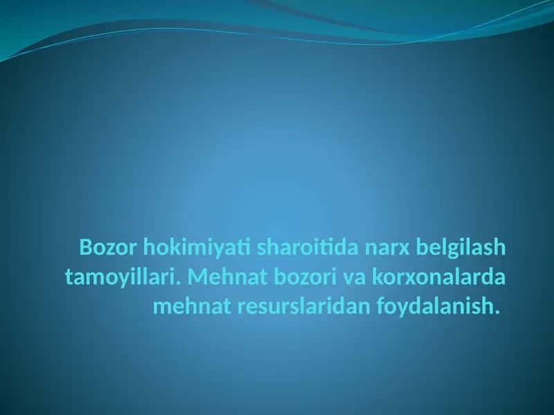Bozor hokimiyati sharoitida narx belgilash