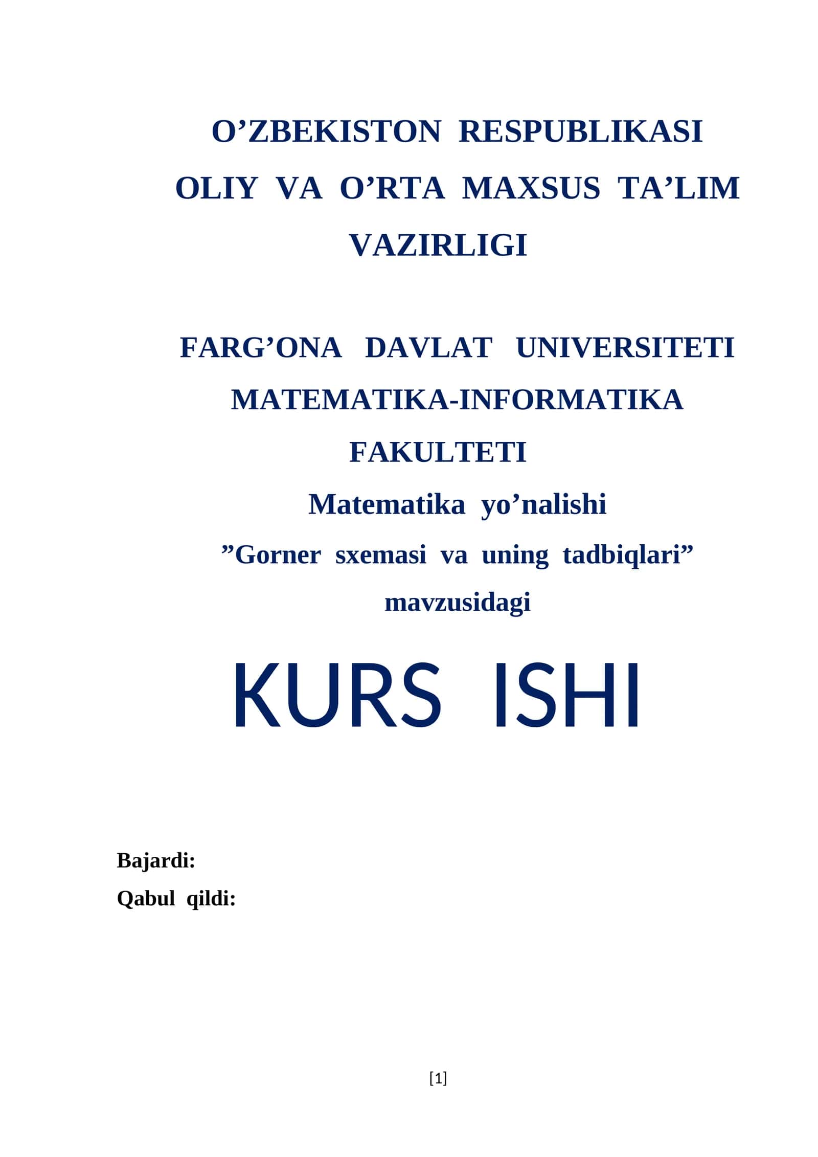 Gorner sxemasi va uning tadbiqlari