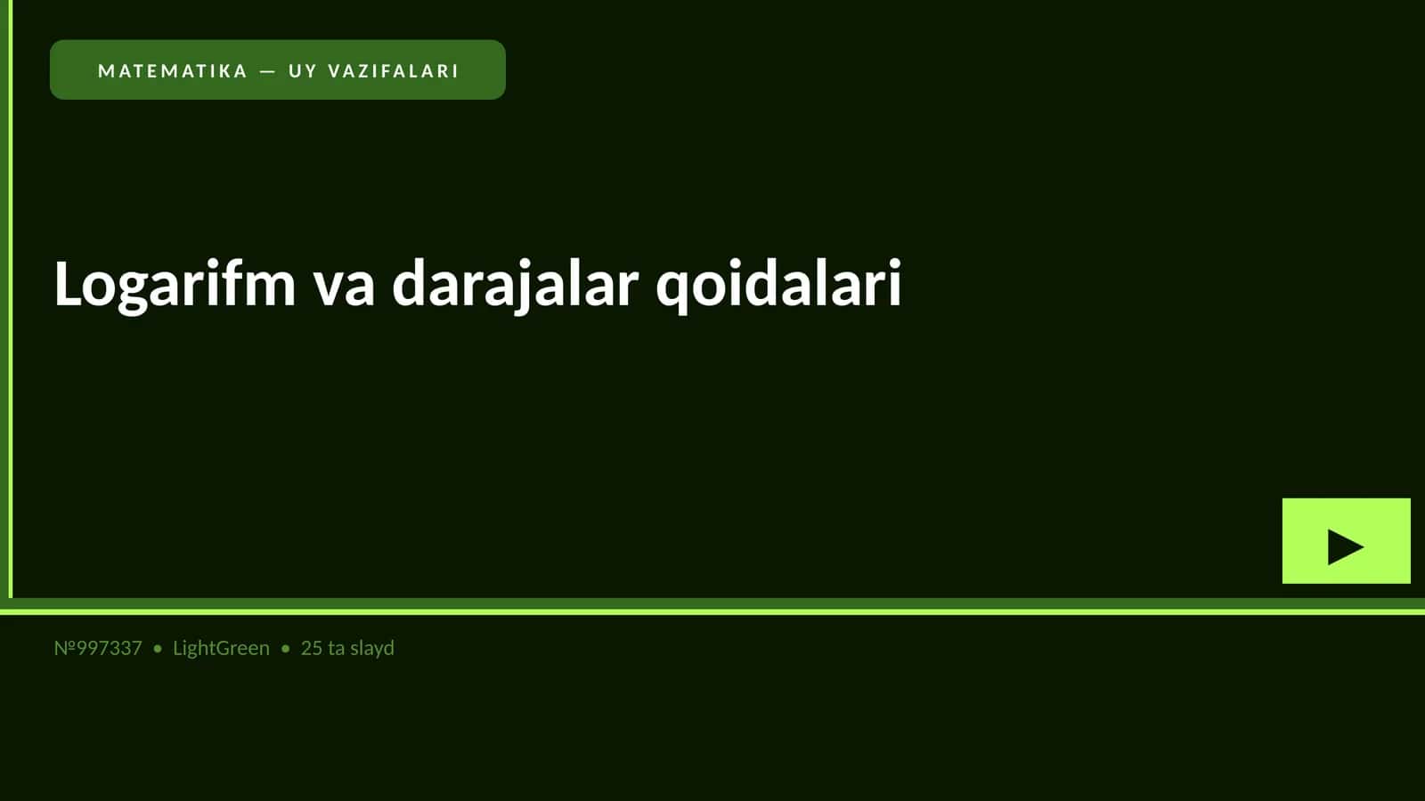 MATEMATIKA — UY VAZIFALARI