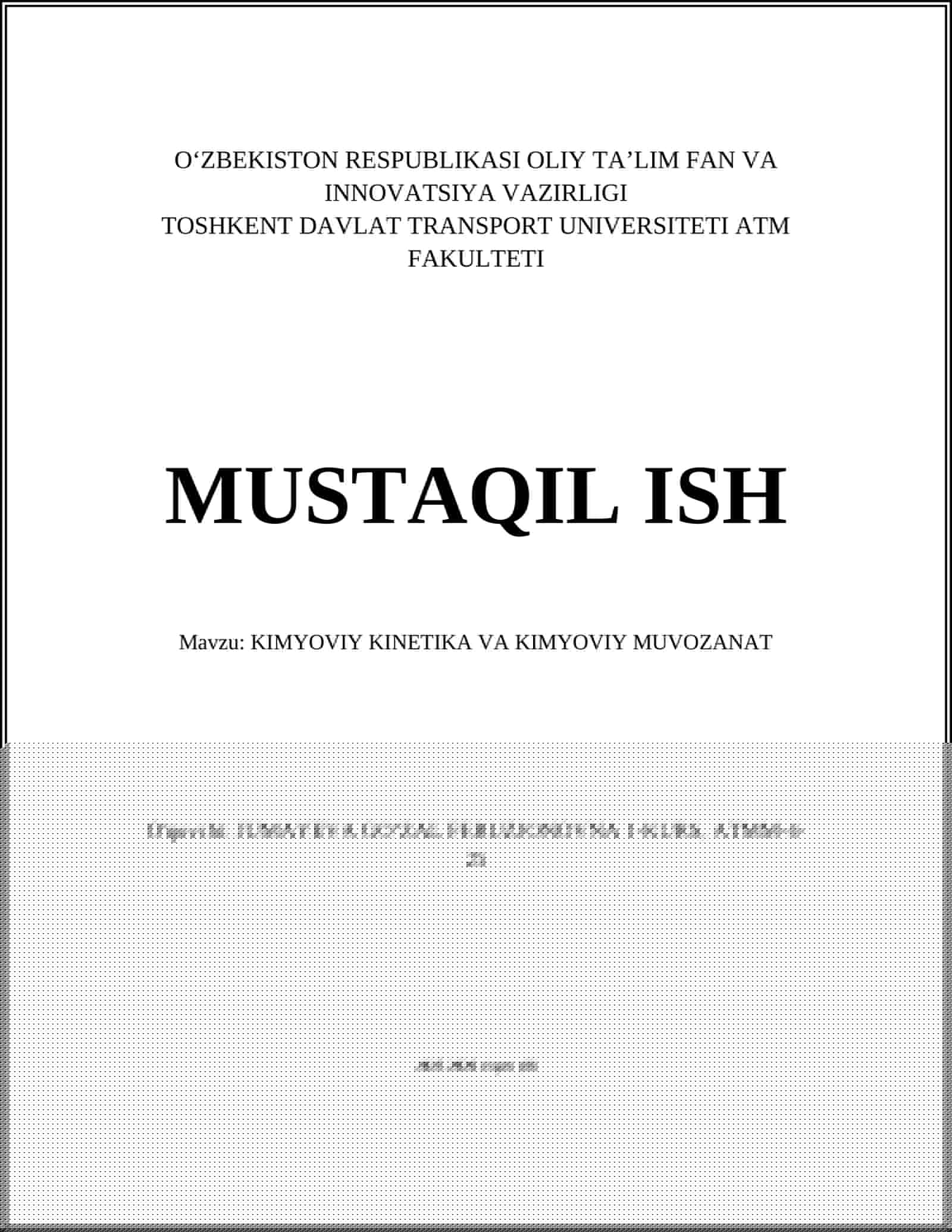Kimyoviy Kinetika va Kimyoviy Muvozanat