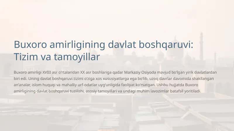 Buxoro amirligining davlat boshqaruvi