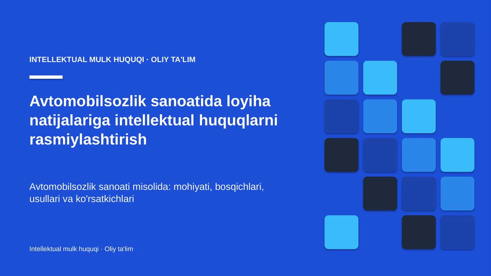 avtomobilsozlik sanoatida loyiha natijalariga intellektual huquqlarni rasmiylashtirish 4141