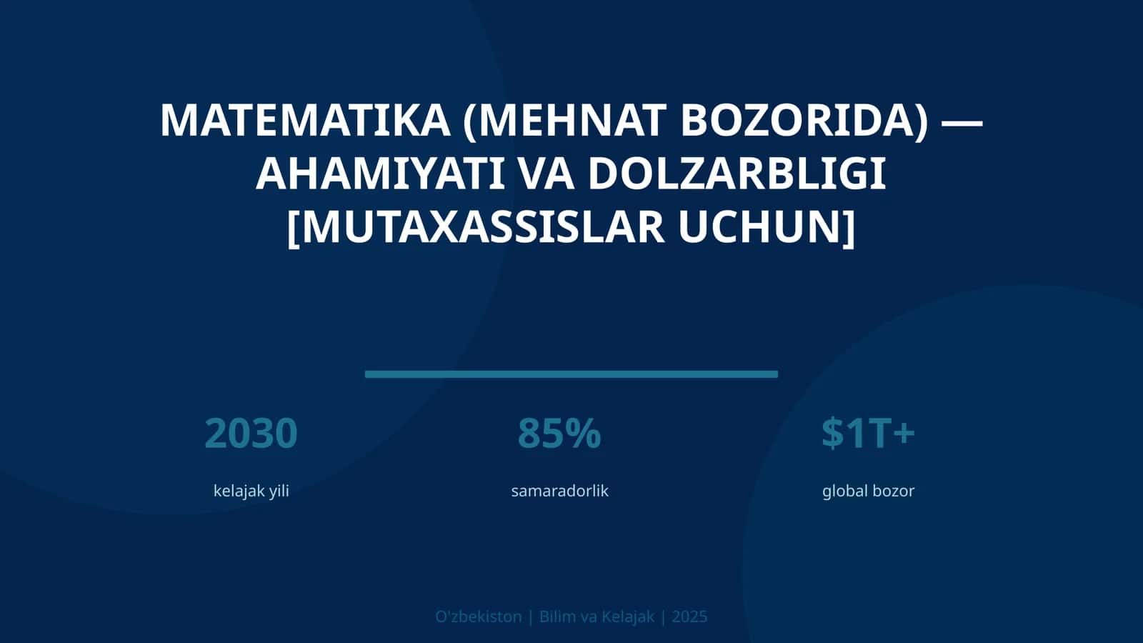 Matematika (mehnat bozorida) — ahamiyati va dolzarbligi [mutaxassislar uchun]
