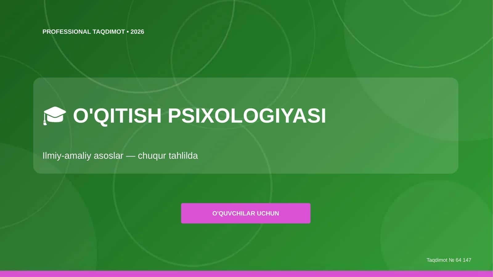 O'QITISH PSIXOLOGIYASI