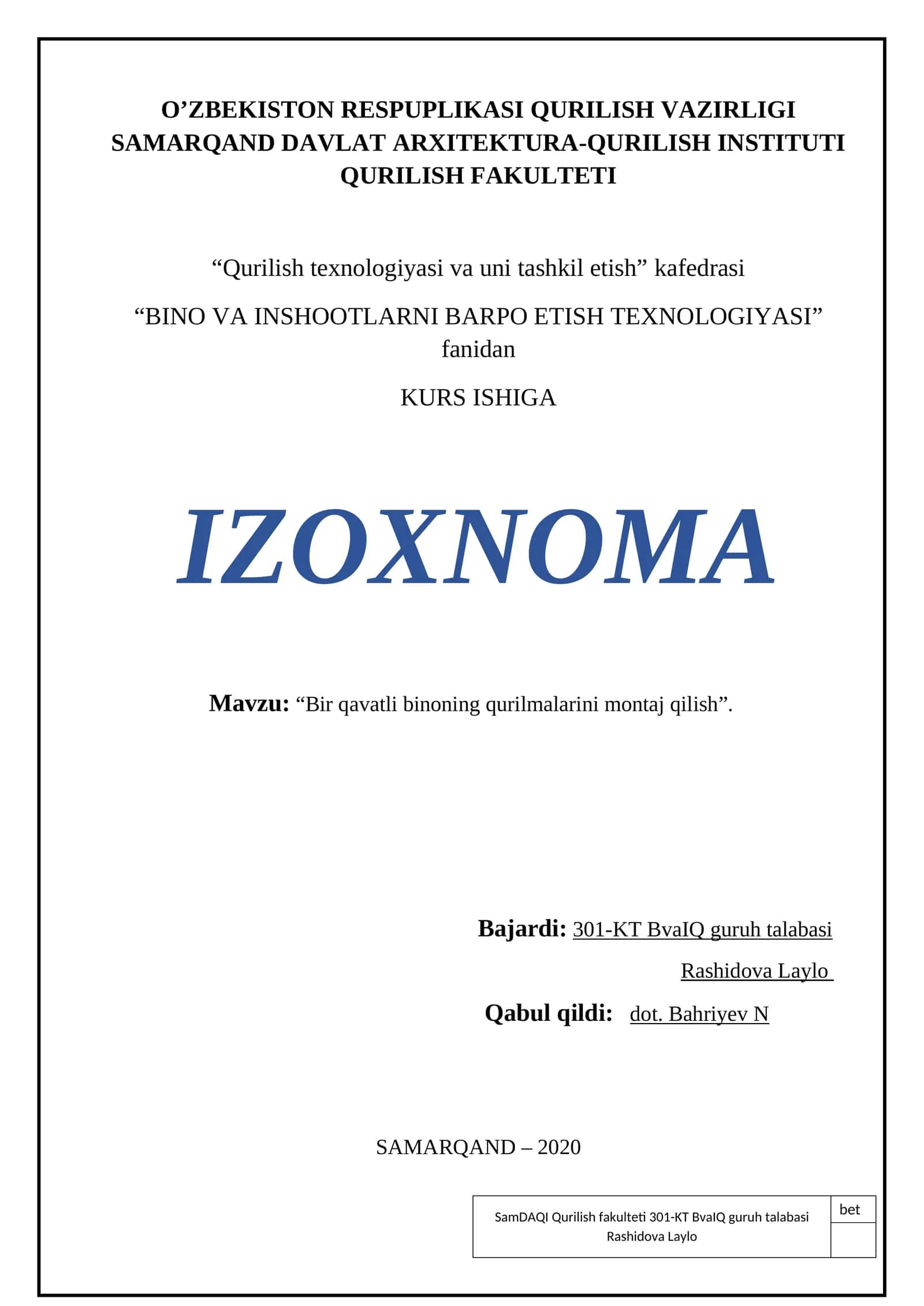 Bosqich loyihasi