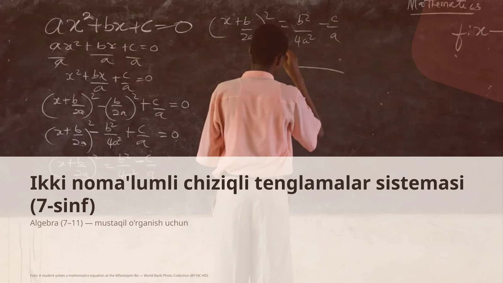 Ikki noma'lumli chiziqli tenglamalar sistemasi (7-sinf)