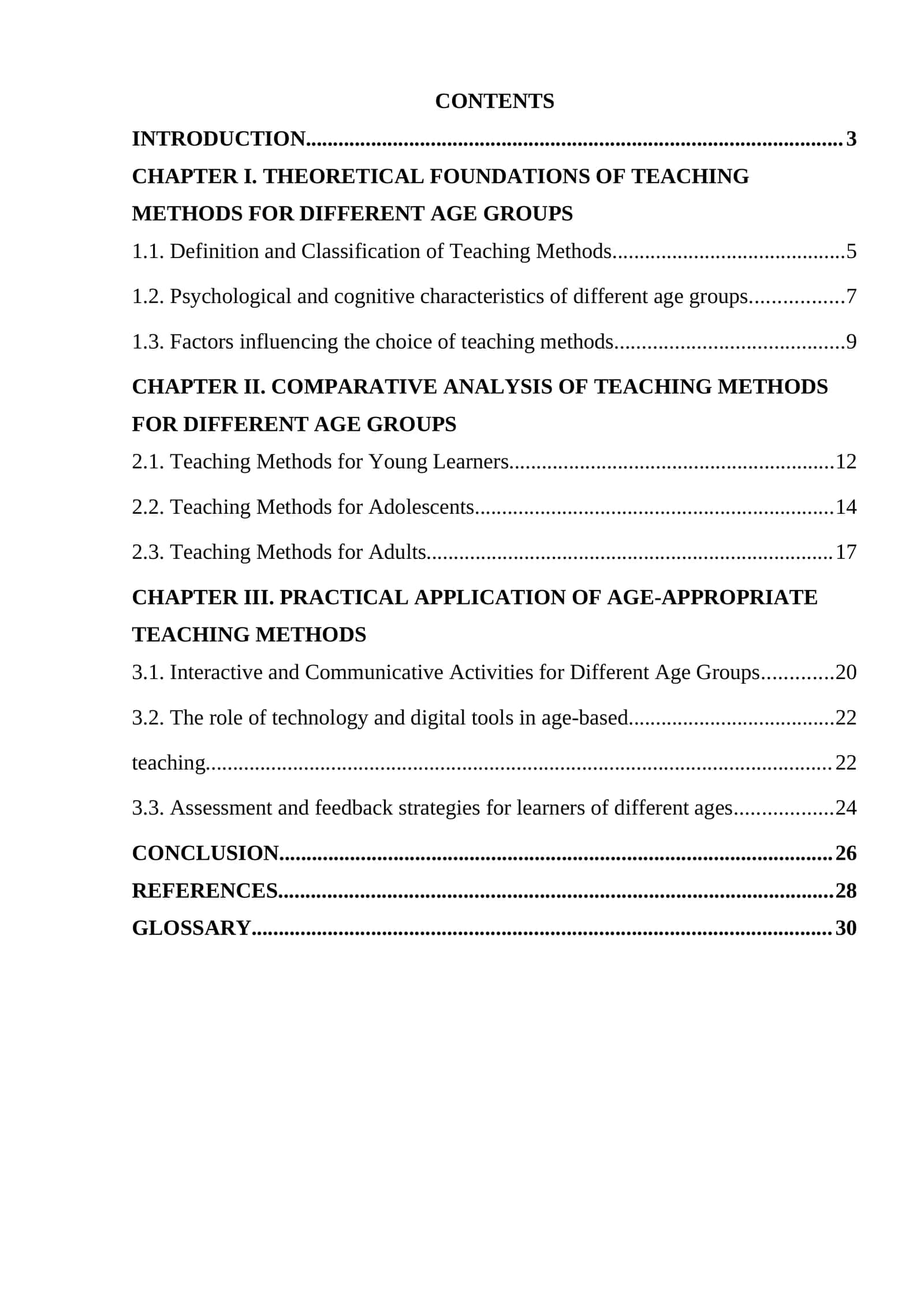 Comparative analysis of teaching methods for different age groups