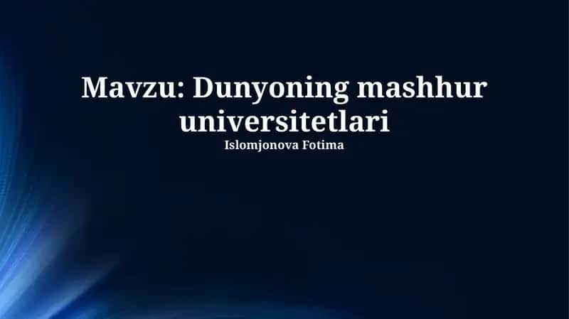 Dunyoning Mashhur Universitetlari