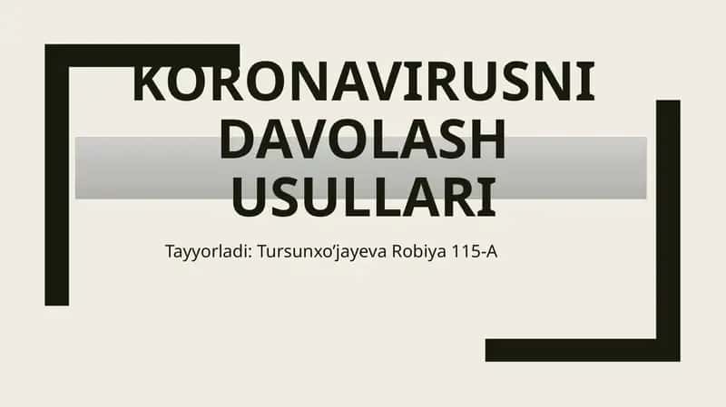 Koronavirusni davolash usullari