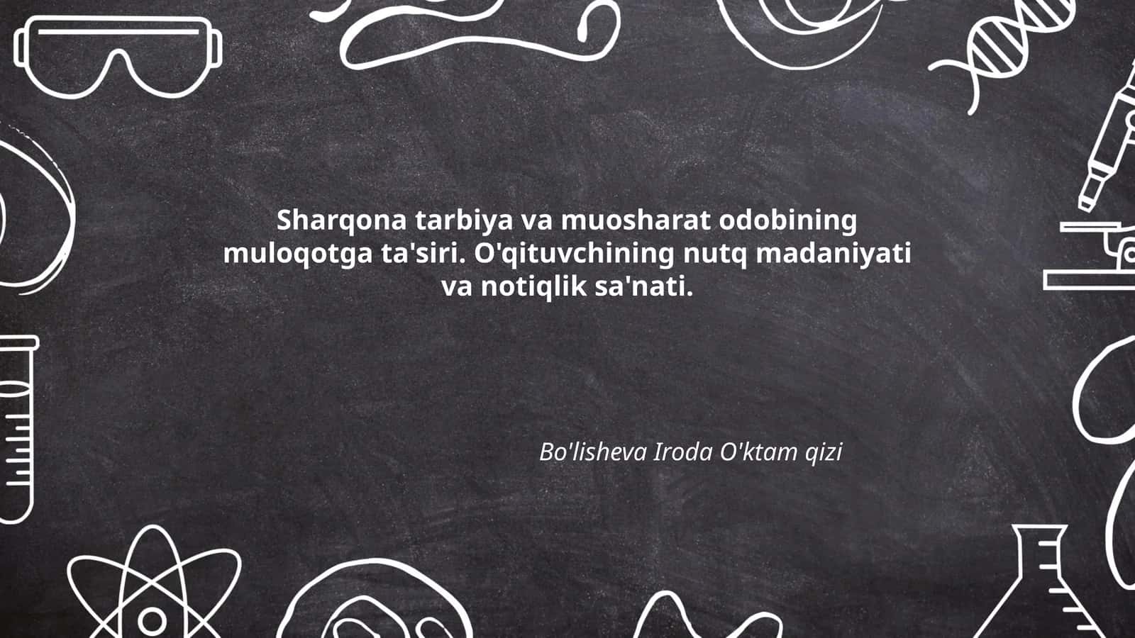 Sharqona tarbiya va muosharat odobining muloqotga ta'siri