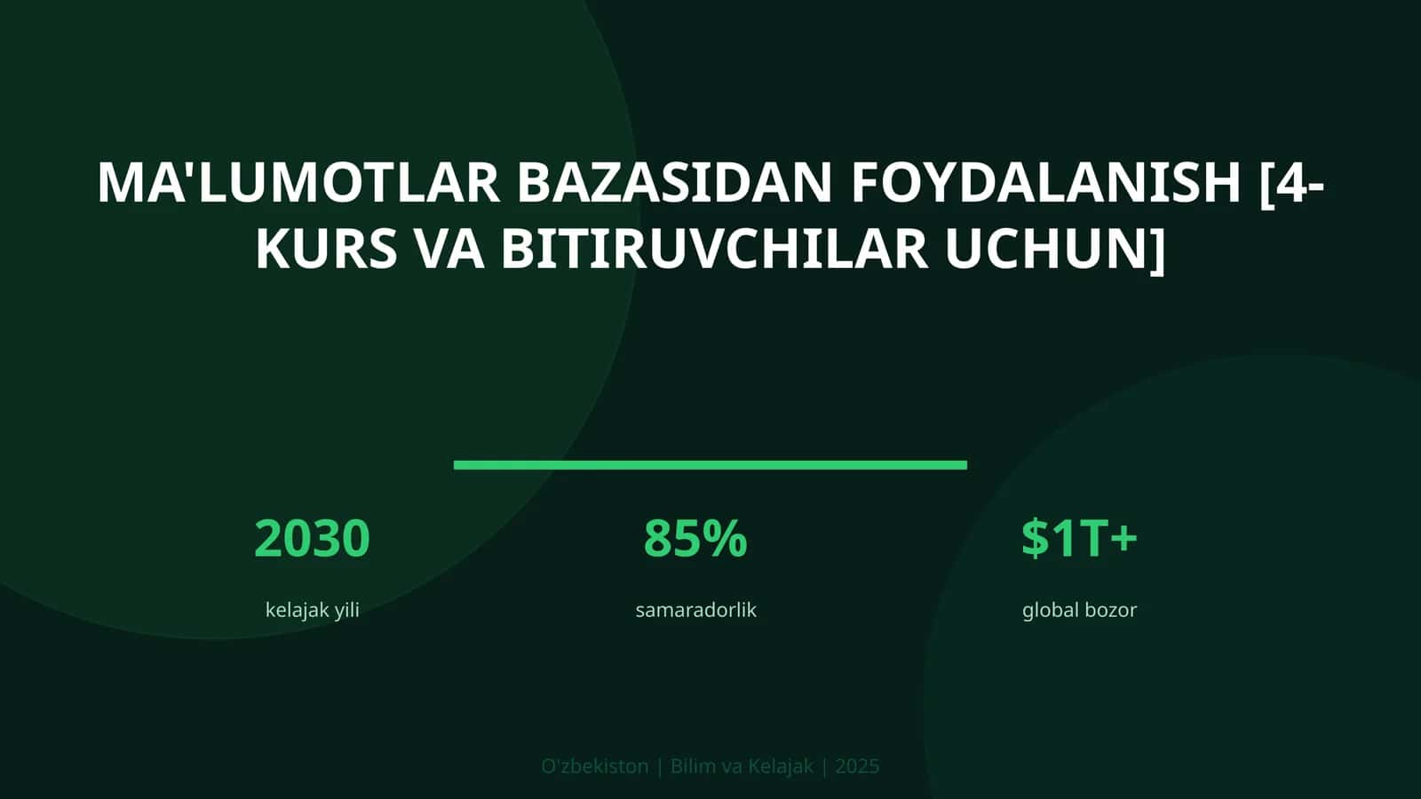 Ma'lumotlar bazasidan foydalanish [4-kurs va bitiruvchilar uchun]
