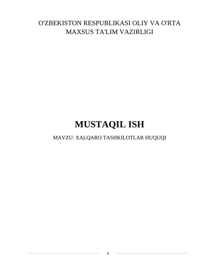XALQARO TASHKILOTLAR HUQUQI