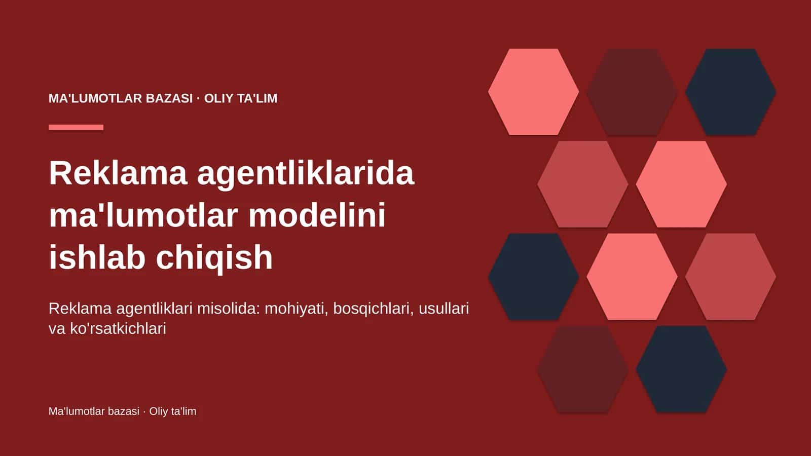 reklama agentliklarida ma'lumotlar modelini ishlab chiqish 6594