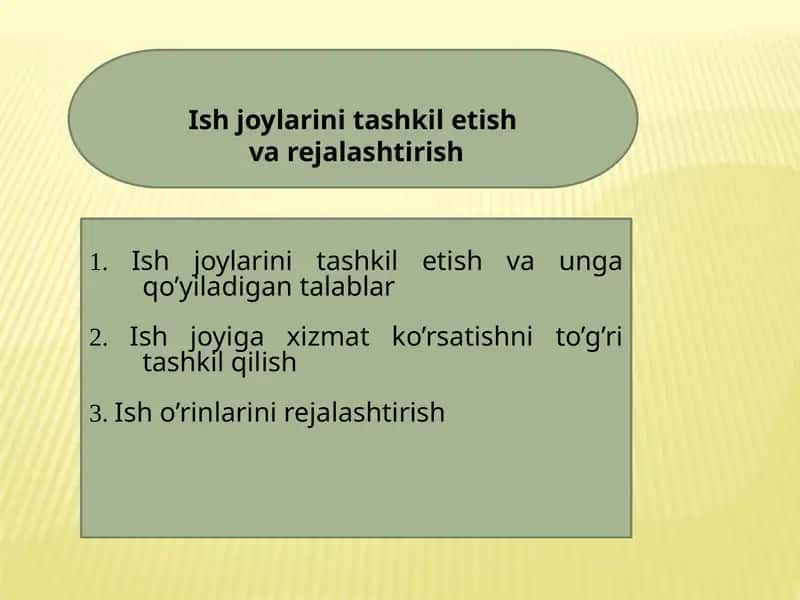 Ish joylаrini tаshkil etish vа rejalashtirish
