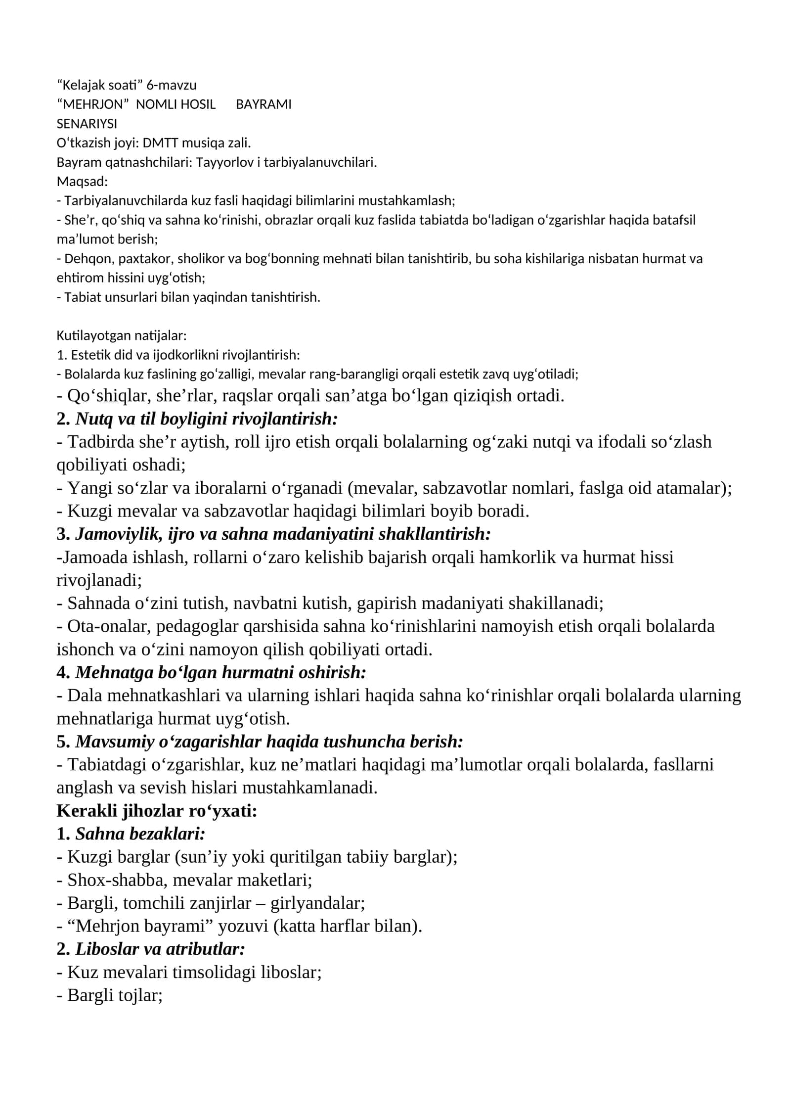“MEHRJON” NOMLI HOSIL BAYRAMI